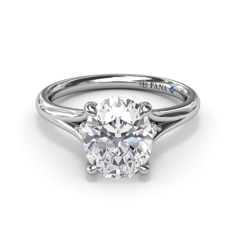 14 Karat White Gold Diamond Split Shank Semi-Mount Engagement Ring