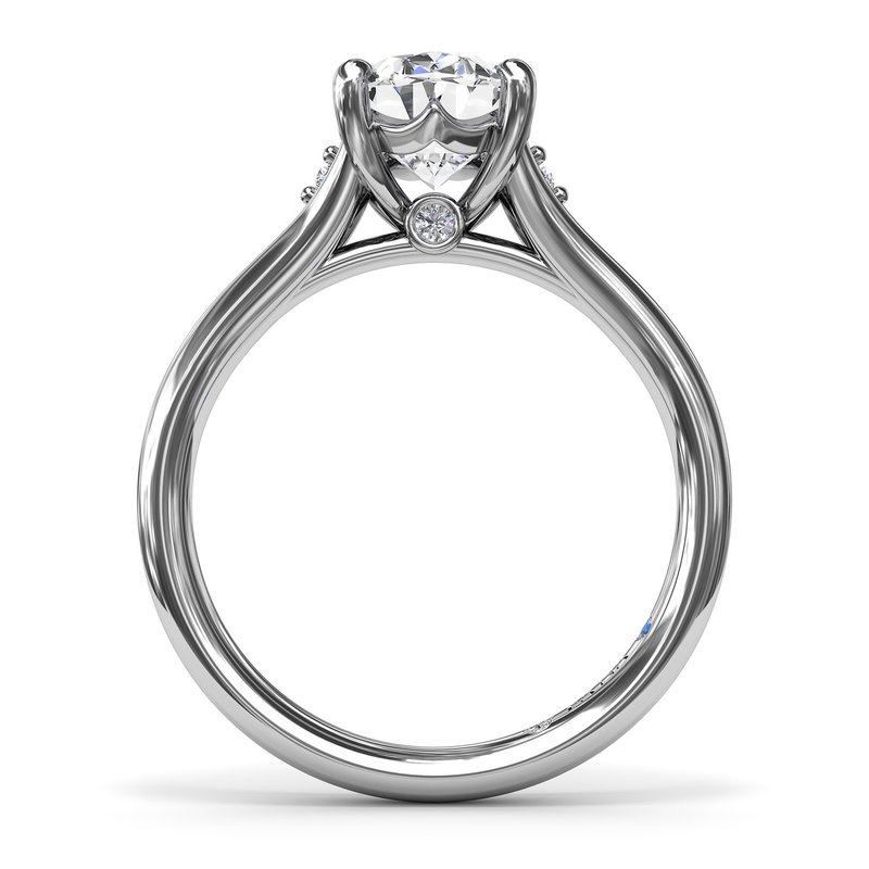 14 Karat White Gold Diamond Split Shank Semi-Mount Engagement Ring