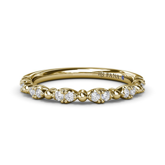 14K Floating Shared Prong Diamond Wedding Band