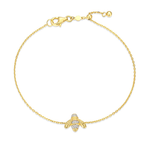 Sterling Silver Lab-Grown Diamond Honeybee Bracelet
