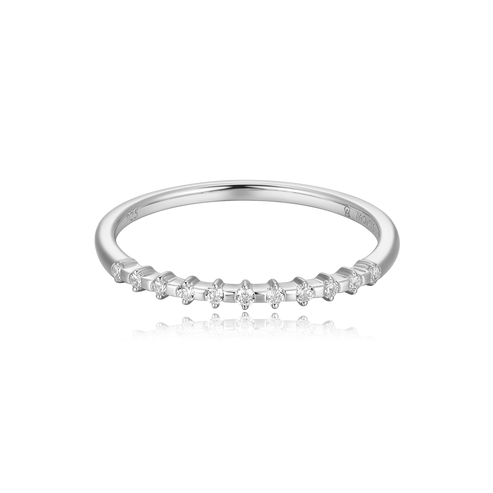 Sterling Silver Rhodium Plated Stackable Lab Grown Diamond Fashion Ring