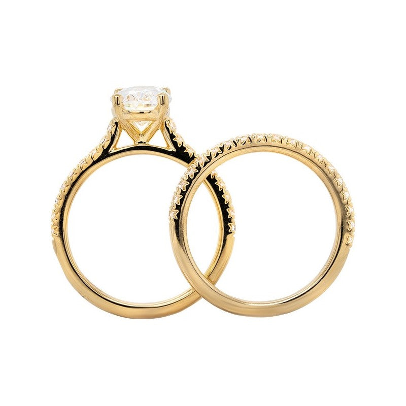 14K Oval Cathedral Diamond Semi-Mount Engagement Ring