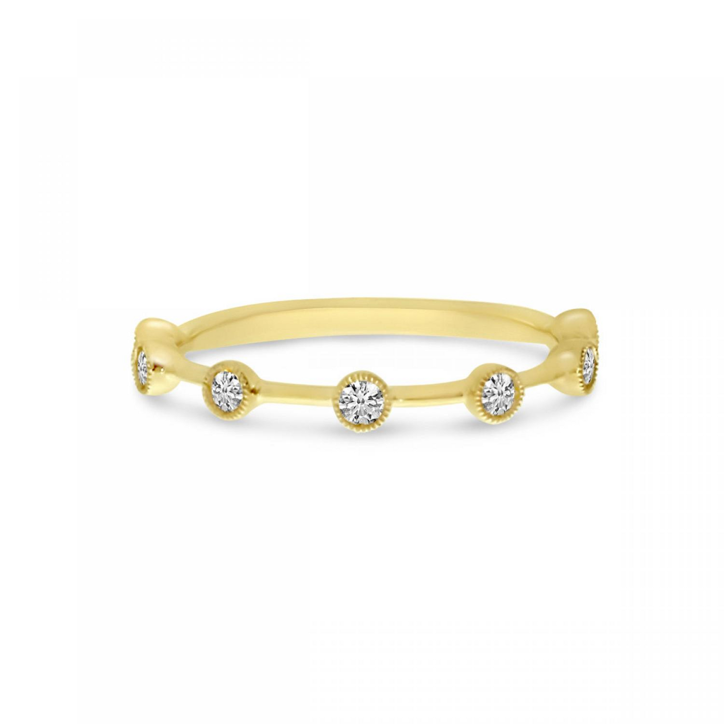 14K Spaced Out Milgrain-Set Stackable Diamond Band