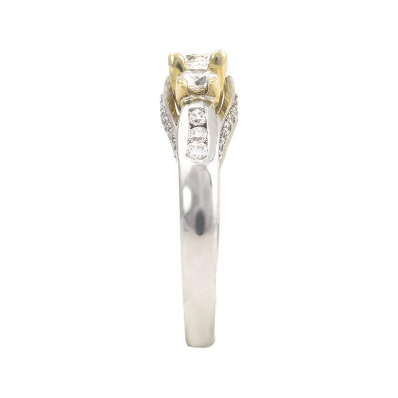 14 Karat Two-Tone 1.10ctw Three Stone Engagement Ring