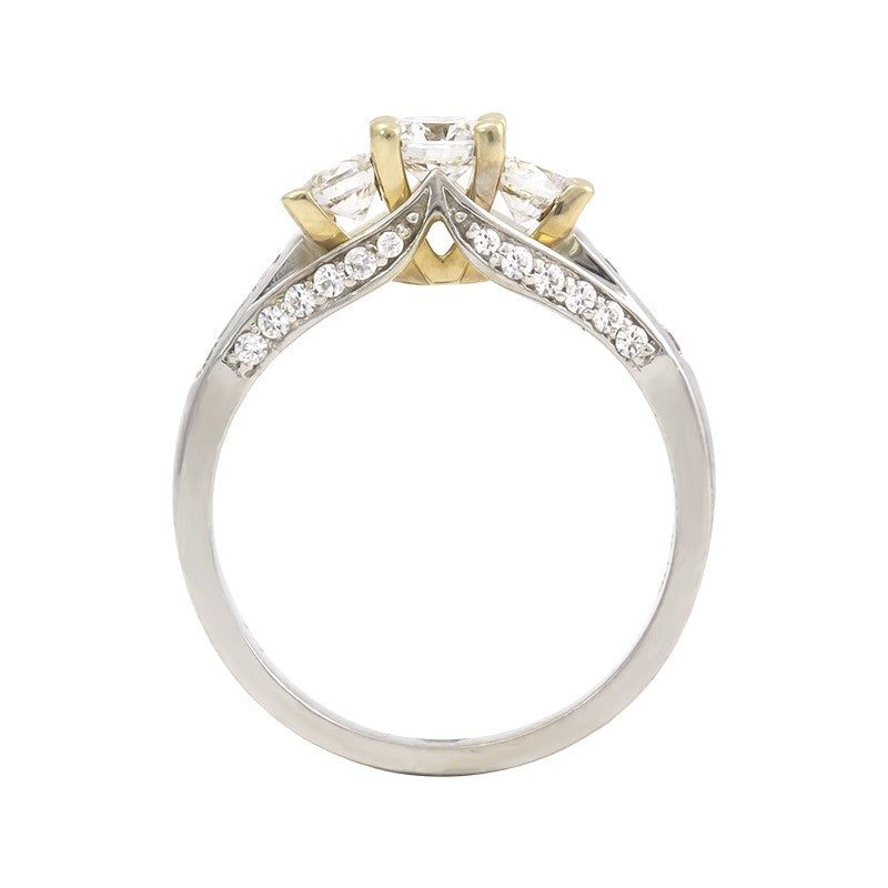 14 Karat Two-Tone 1.10ctw Three Stone Engagement Ring