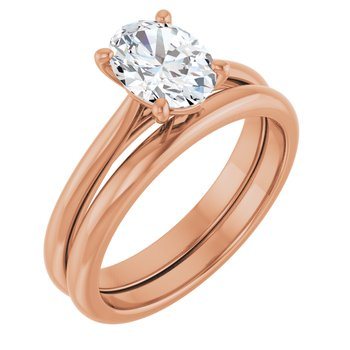 14K Rose Gold Oval Solitaire Ring Mounting