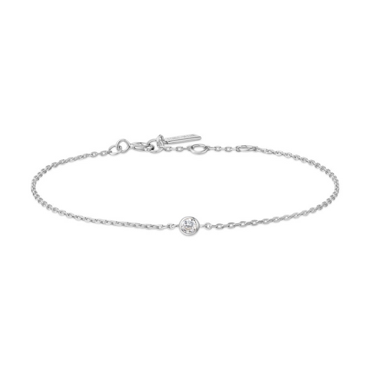 Sterling Silver Polished Sparkle Bezel Bracele