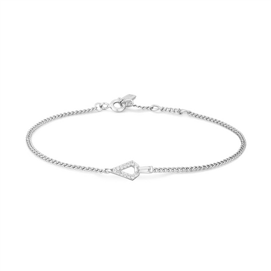 Sterling Silver White Tone Geometric CZ Bracelet