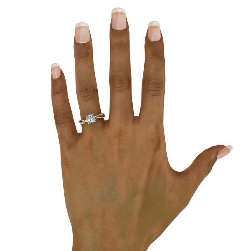 14K Two Tone Double-Row Twist Diamond Semi-Mount Engagement Ring