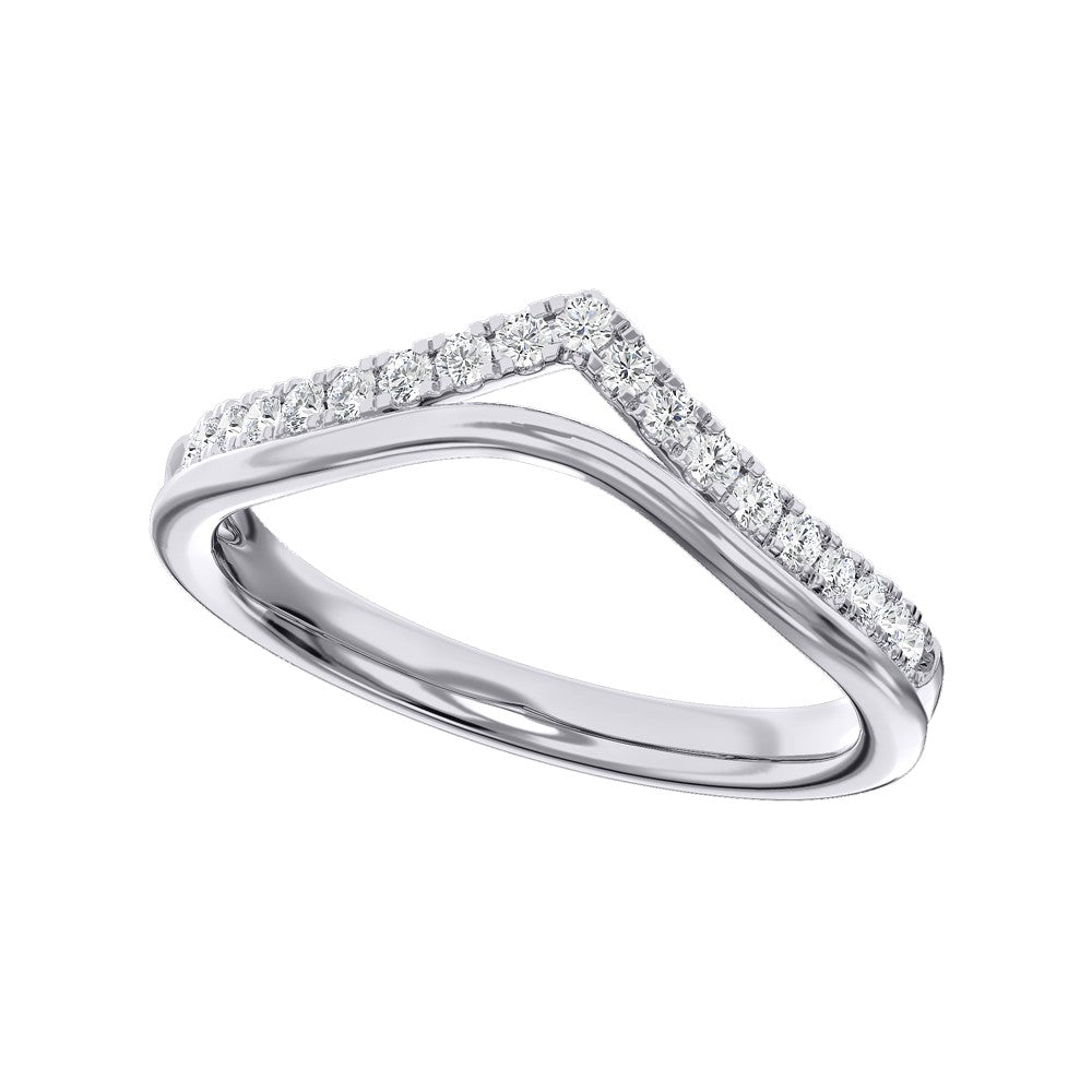 14K Chevron Contour Diamond Wedding Band