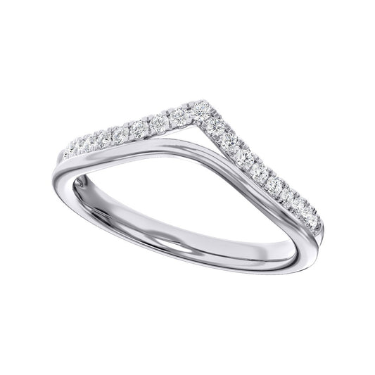 14K Chevron Contour Diamond Wedding Band