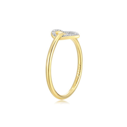 14K Gold Plated Knotted Heart Lab Grown Diamond Ring