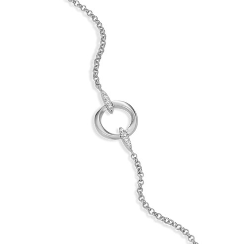 Sterling Silver Knife Edge Circle Link Lab Grown Diamond Bolo Bracelet