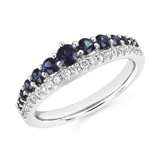 14K Blue Sapphire & Diamond Crown Ring