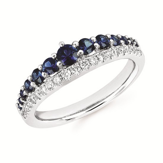 14K Blue Sapphire & Diamond Crown Ring