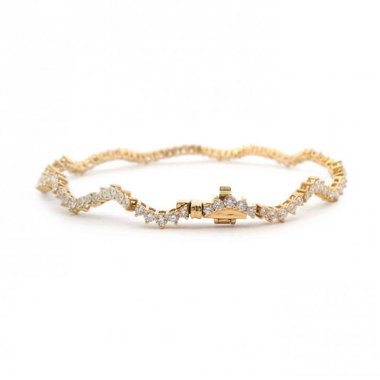 14 Karat Yellow 2.13ctw Diamonds Wavy Bracelet