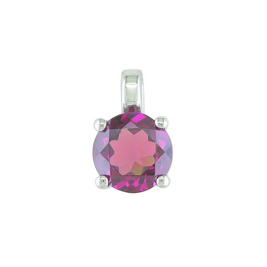 14 Karat White Gold Rhodolite Garnet Four Prong Pendant