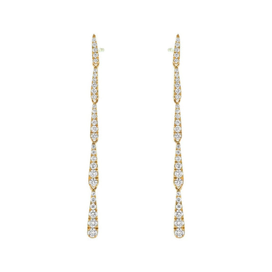 14K Graduated Diamond Dangle Earrings