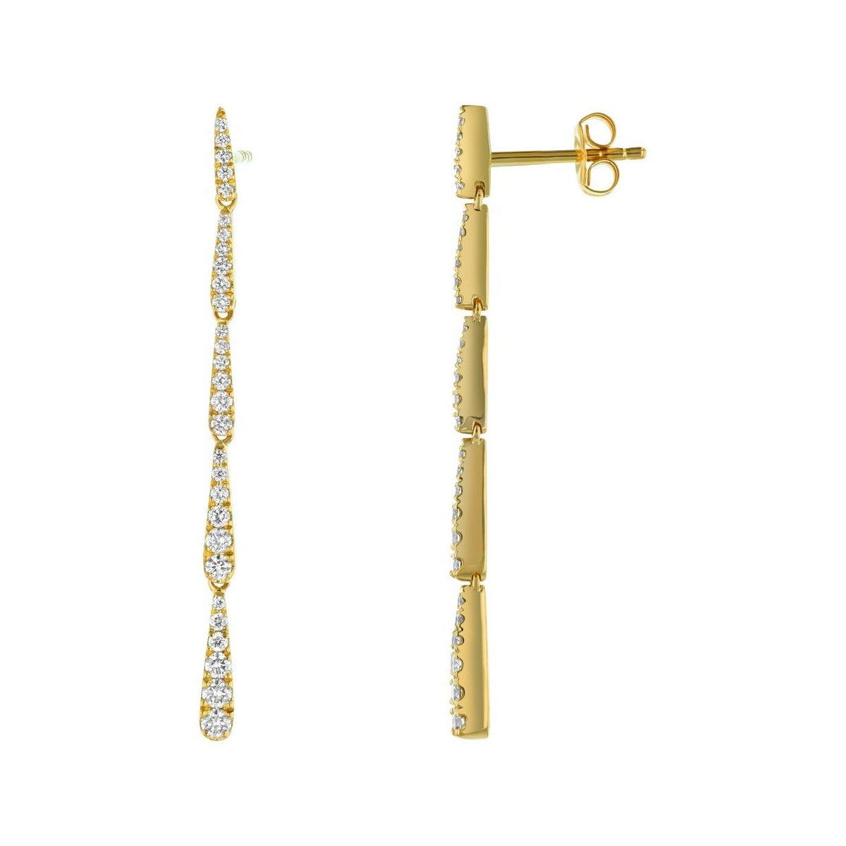 14K Graduated Diamond Dangle Earrings
