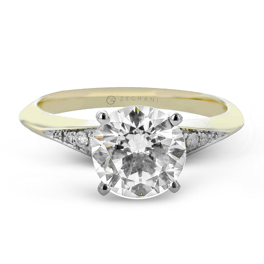 14K Four-Prong Tapered Knife Edge Diamond Semi-Mount Engagement Ring