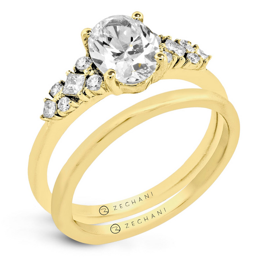 14K Accent Cluster Design Diamond Semi-Mount Engagement Ring