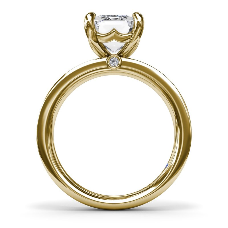 14K Wide Band Emerald-Cut Diamond Semi-Mount Engagement Rin