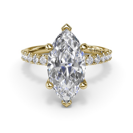 14 Karat Yellow Gold Diamond Classic Pave Semi-Mount Engagement Ring