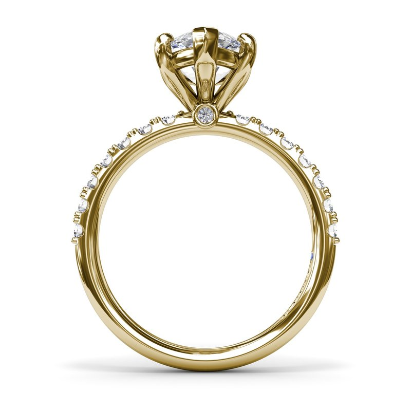 14 Karat Yellow Gold Diamond Classic Pave Semi-Mount Engagement Ring
