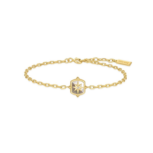 14K Gold Plated Color-Block Mother of Pearl Star Bracelet