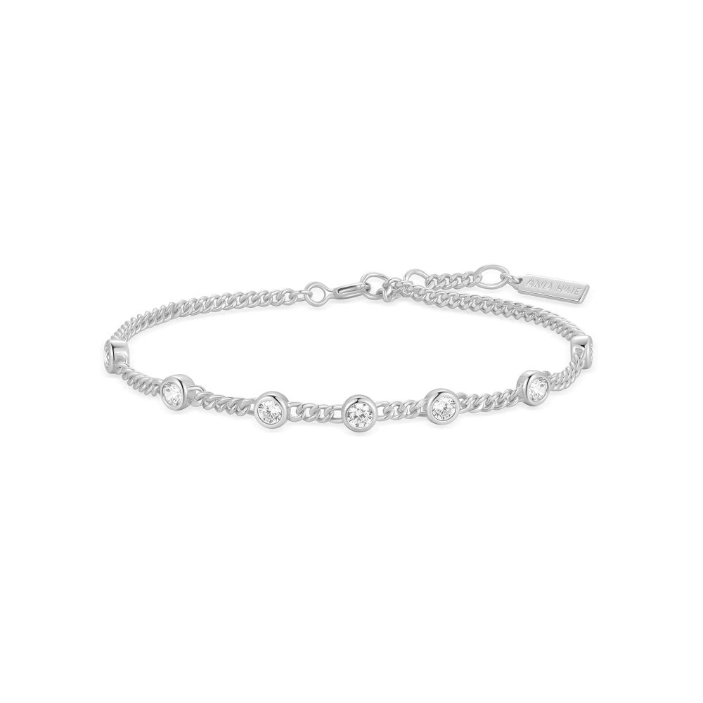 Multi-Station Round Stone Chain Bracelet