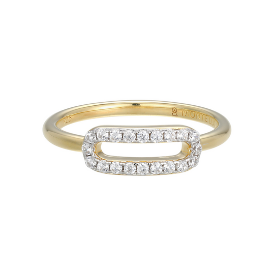 Gold Plated Lab Grown Diamond Open Paperclip Ring