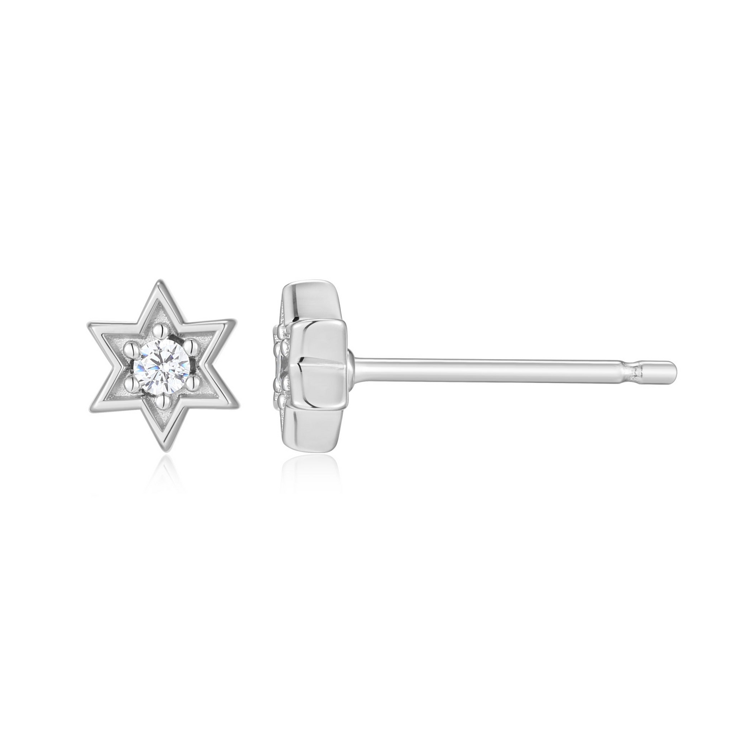 Sterling Silver Lab Grown Diamond Star Stud Earrings