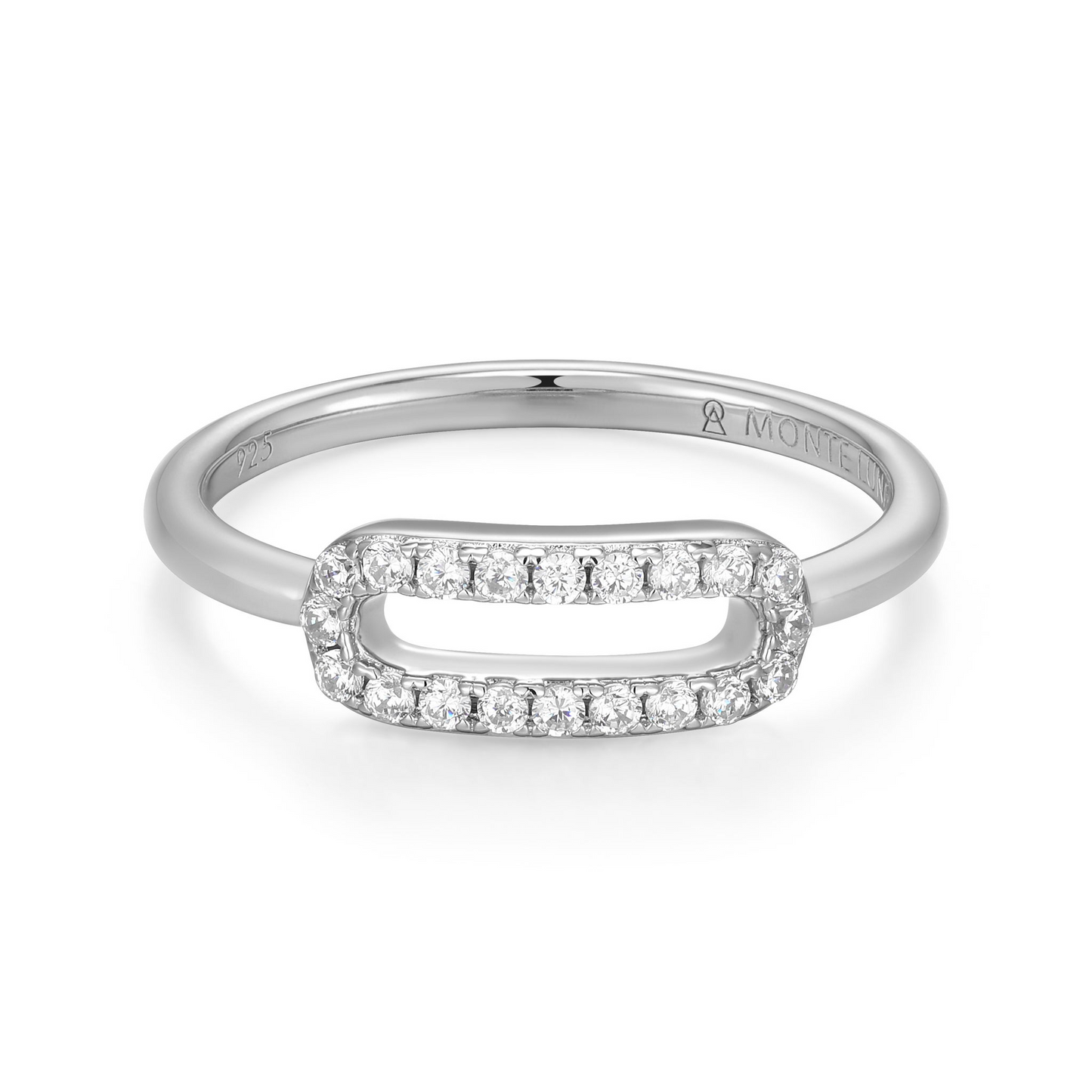 Sterling Silver Lab Grown Diamond Open Paperclip Ring
