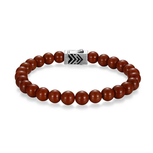 Sterling Silver Red Jasper Beaded Bracelet