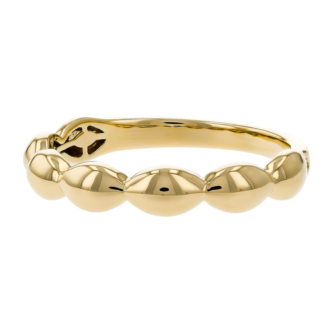 14 Karat Yellow Marquise Bead Polished Fashion Ring