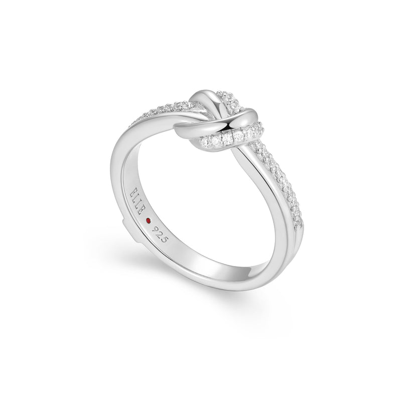 Sterling Silver Polished Pave CZ Knot Ring