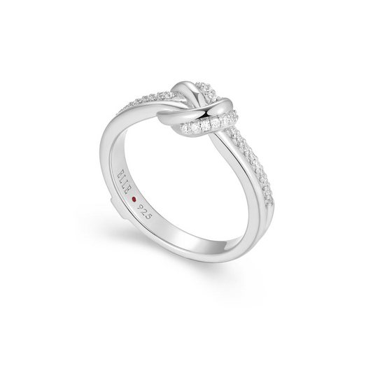 Sterling Silver Polished Pave CZ Knot Ring