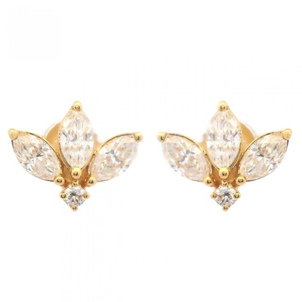 14K Diamond Marquise Trio Stud Earrings