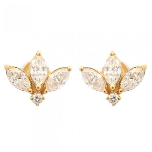 14K Diamond Marquise Trio Stud Earrings
