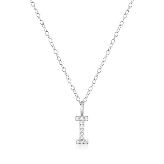 Sterling Silver Initial "I" Lab Grown Diamond Necklace
