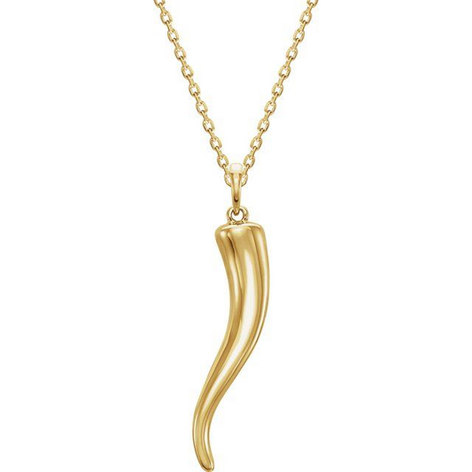 14K Yellow Gold Italian Horn Charm