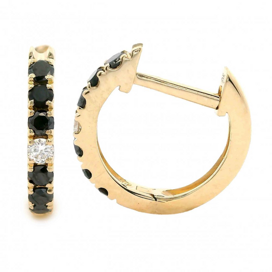 14 Karat Yellow 0.22ctw Diamond and Diamonds Huggie Hoop Earrings