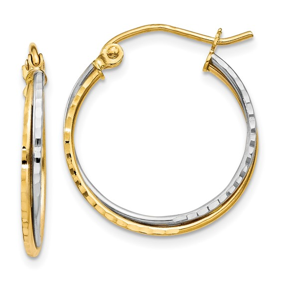 14 Karat Two Tone Gold Twisted Hoop Earrings