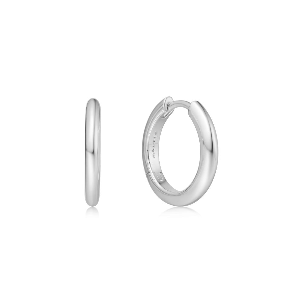 Sterling Silver White Huggie Earrings