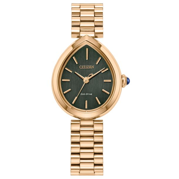 Citizen Rainell Green Dial Rose Gold-Tone Watch