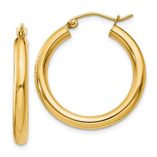 14 Karat Yellow Gold Large Hoop Earrings