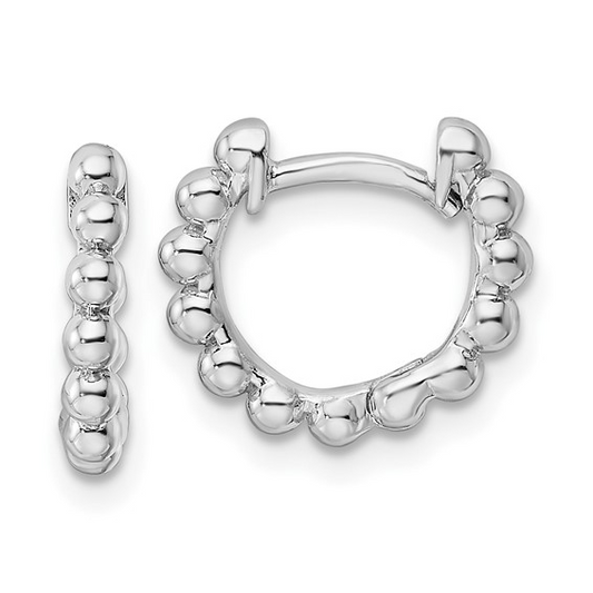Sterling Silver Beaded Huggie Earrings