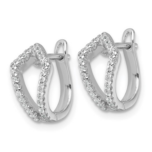 Sterling Silver White Hinged Hoop Earrings
