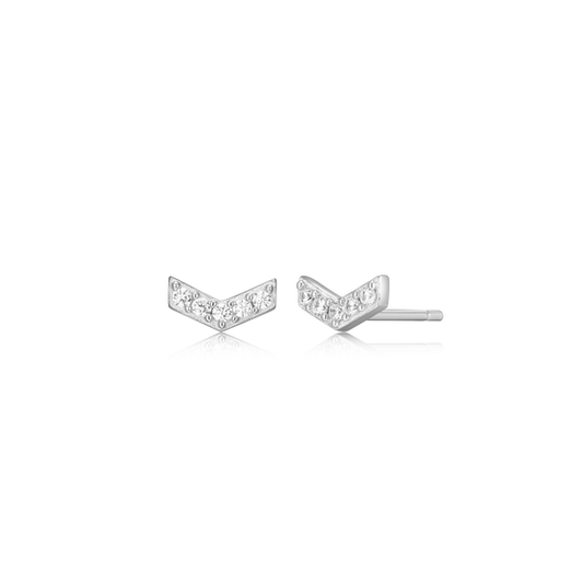 Sterling Silver Chevron Lab Grown Diamond Stud Earrings