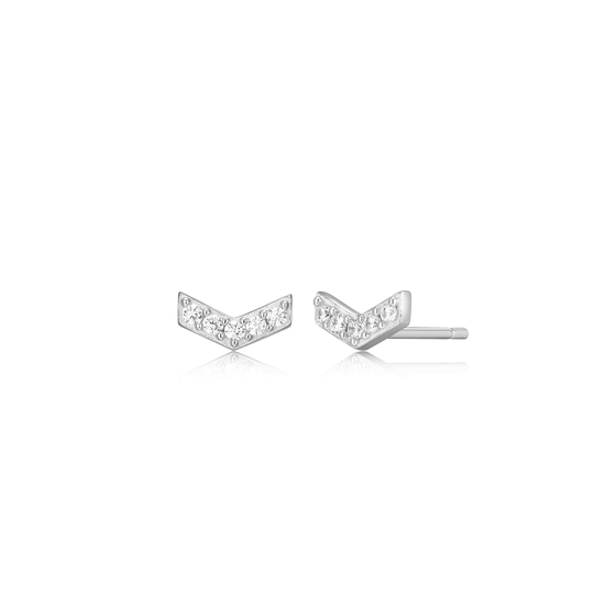 Sterling Silver Chevron Lab Grown Diamond Stud Earrings
